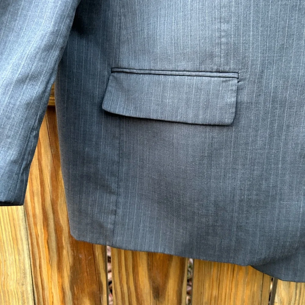 46S Joseph & Feiss Wool Blazer Gray Mens 44 Waist Pinstripes